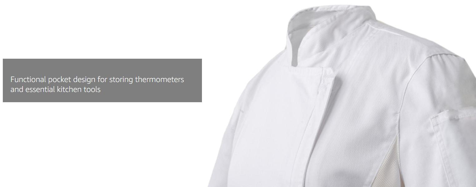 Women's Chef Coat Side Mesh Vent Zipper Chef Jacket