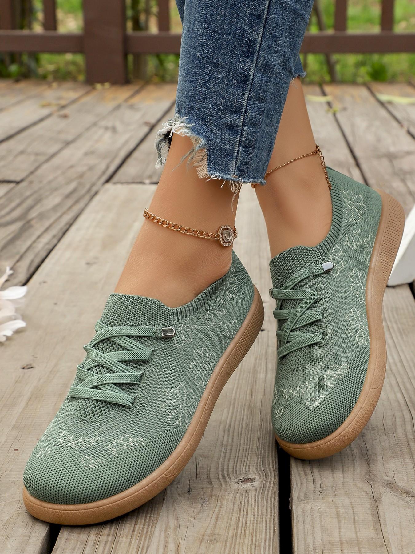 Women's Mesh Embroidered Casual Shoes, Soft Sole Anti-Slip Mom Shoes, Commuter Versatile Lazy Person Shoes, Comfortable Daily Wear