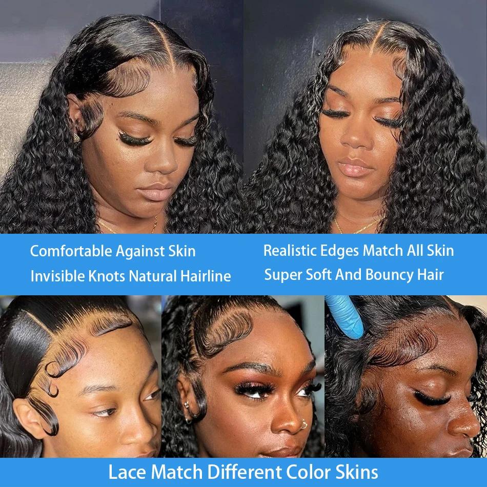 Bling Hair Kinky Curly 13x4 HD Lace Frontal Wig For Women Brazilian 30 32 Inch Transparent 13x6 Deep Wave Lace Frontal Human Hair Wigs