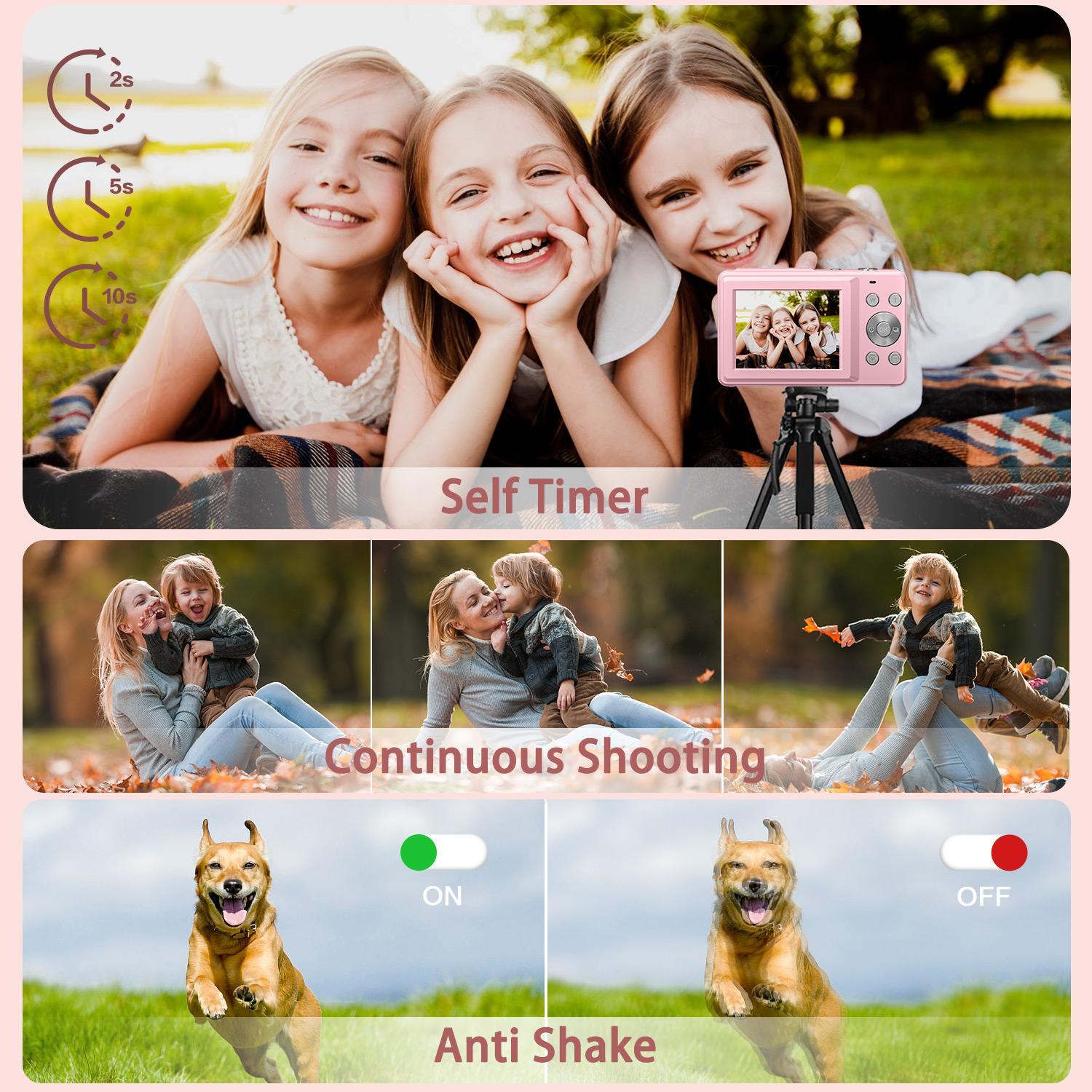 Digital Camera with Carrying & Protective Case Set (1 Box), FHD 1080P 44MP Digital Point & Shoot Camera with 2 Rechargeable Batteries, Compact Small Camera for Boys Girls Beginners,Boys & Men gifts