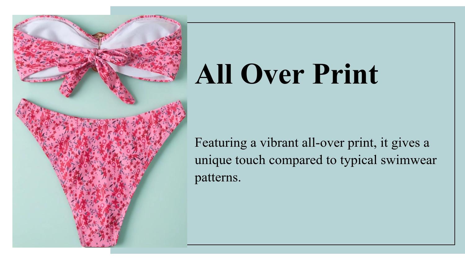 Two-piece Set Women's All Over Print Bikini Set, Casual Fashion Chic Swimsuit Set for Beach Holiday Vacation, Ladies Swimwear for All Seasons