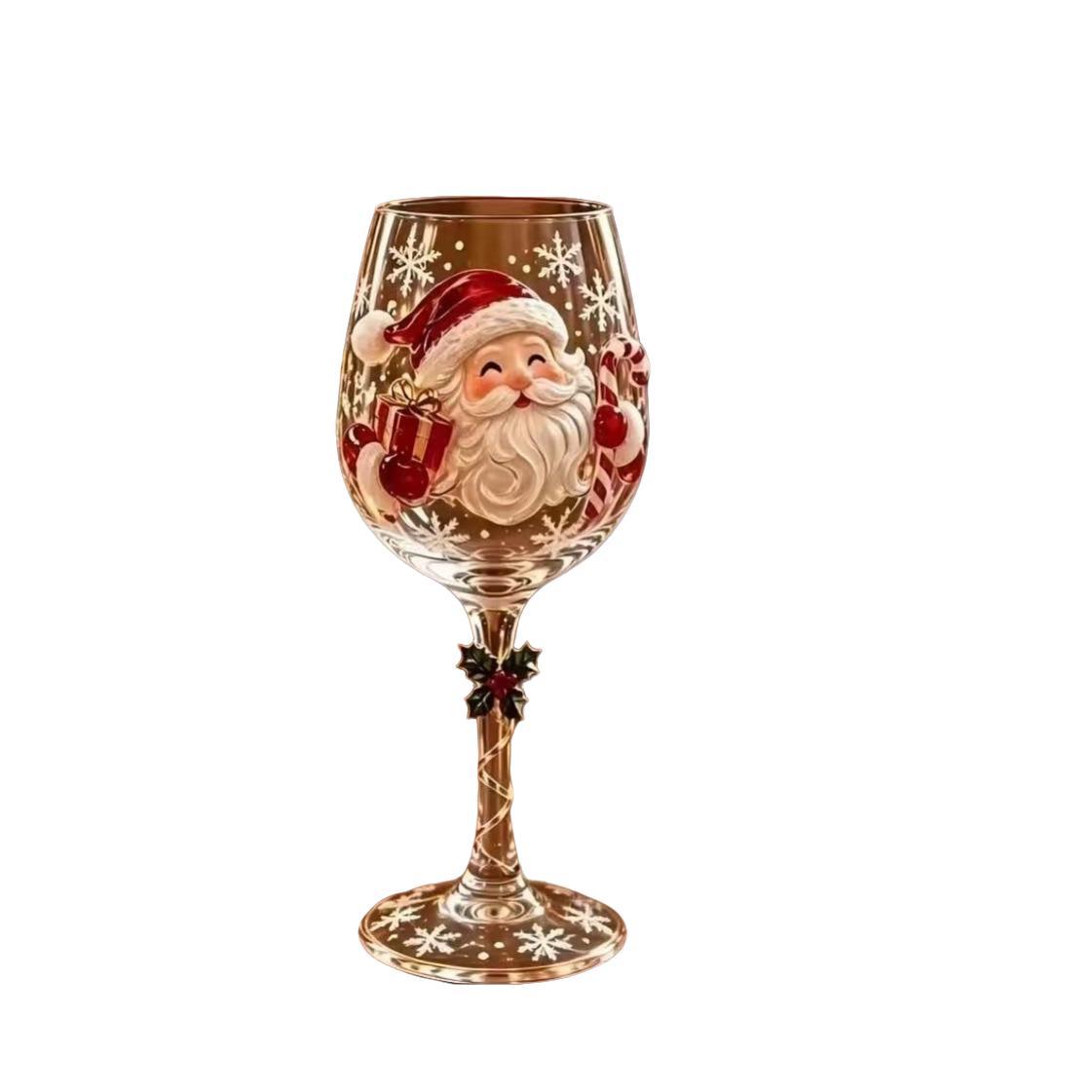 New Christmas Glass Art Cup, Elegant Holiday Drinkware, Perfect for Festive Celebrations, Unique Gift Idea, High-Quality Glass Design