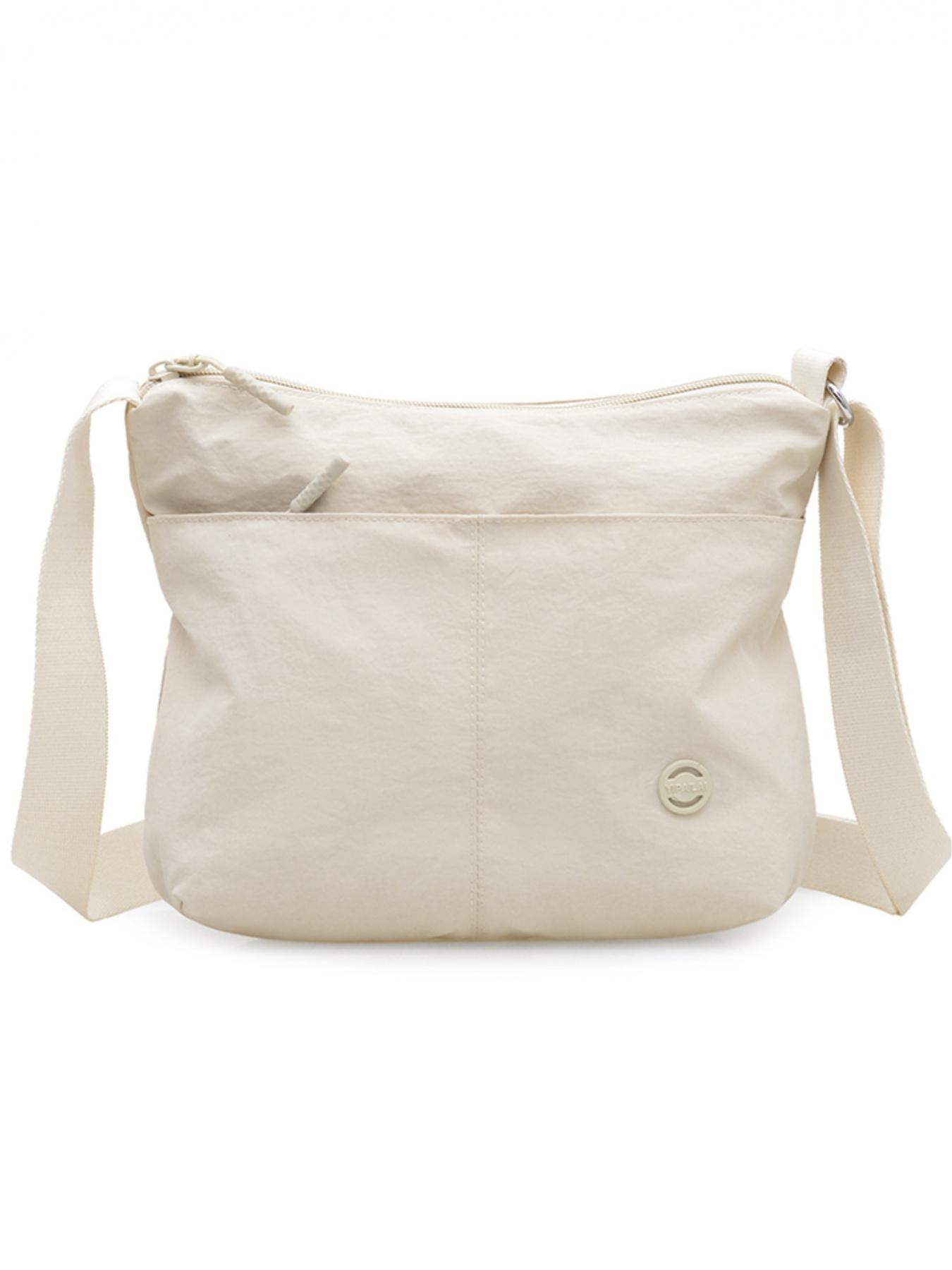 Casual Lightweight Mid-Age Mom Bag, Handbag Shoulder Purse, Multi-Layer Shoulder Bag, Solid Color Zipper Closure Crossbody Bag, Crossbody Messenger Bag, Stylish Daily Use Accessory