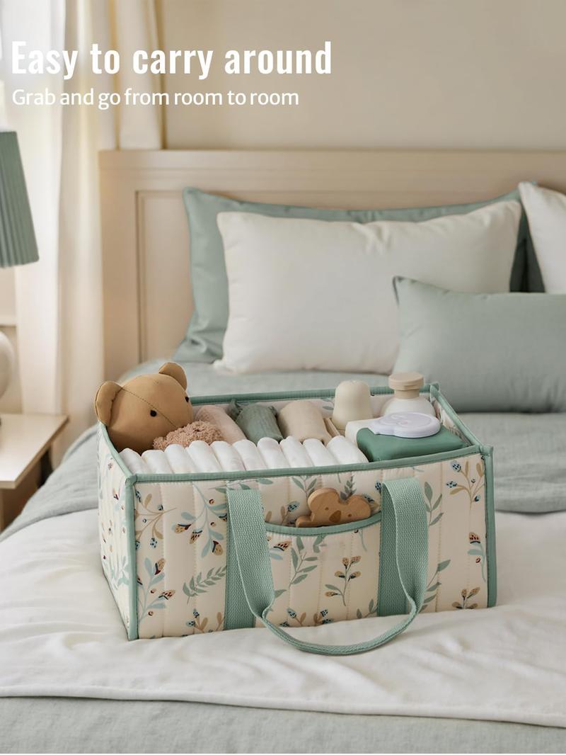 Baby Diaper Caddy - Large Organizer Tote Bag for Newborn essentials Boy or Girl - Baby Shower Basket - Nursery Must Haves - Registry Favorites - Newborn Caddie Car Travel