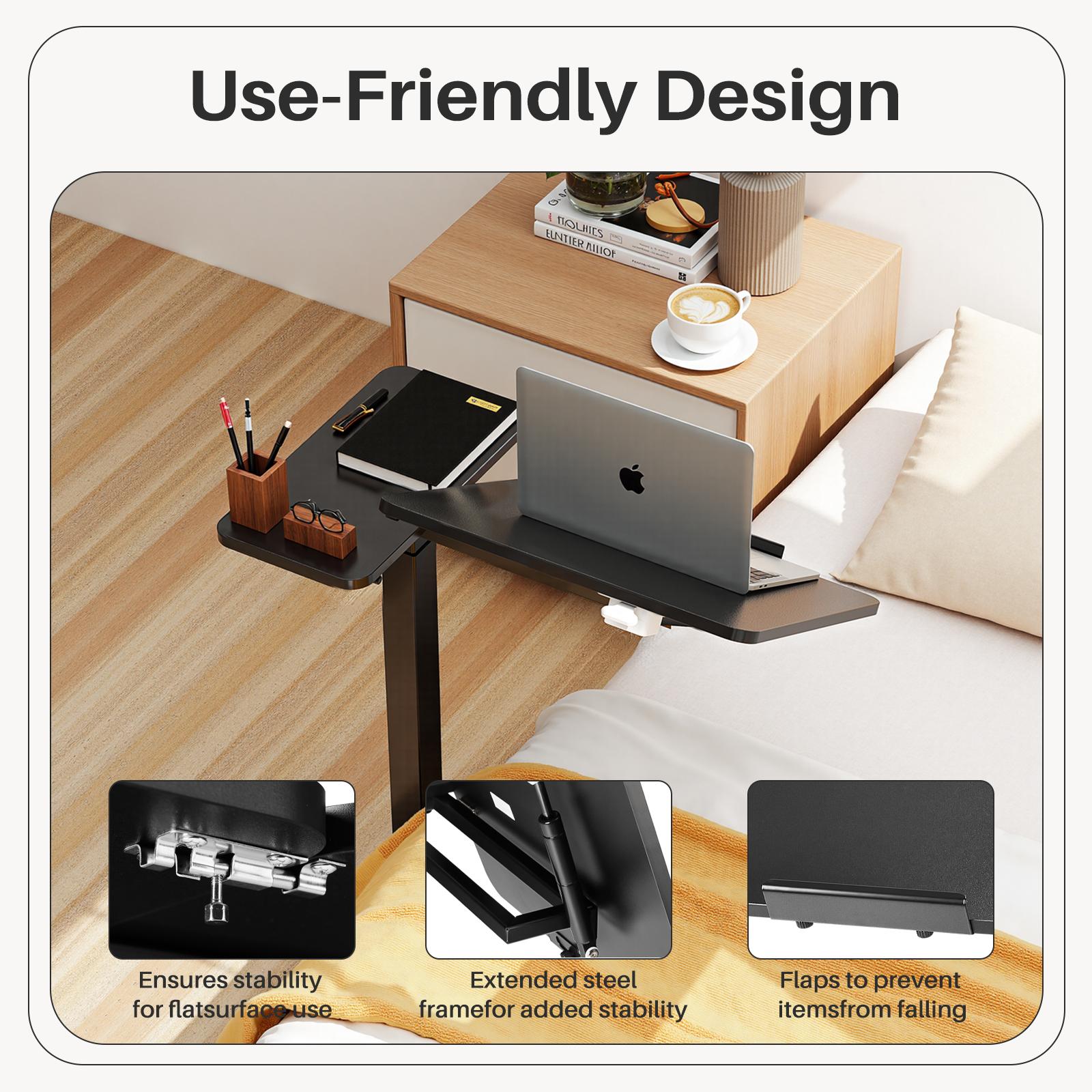 Indoor Furniture Table & Desks Overbed Bedside Table with Wheels, Adjustable Medical & Home Swivel Ergonomic Modern Nightstand Pedestal Tabletop Mode