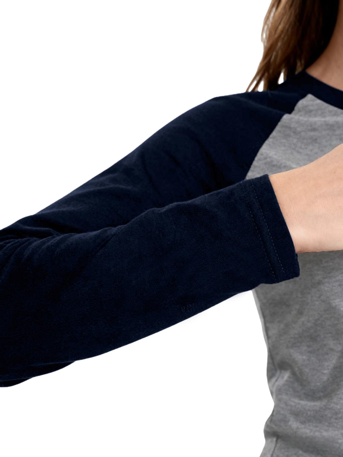 Women's Warm Thermal Underwear Top, Round Neck Long Sleeve Colorblock Drop Shoulder Fitted Shirt, Fall Winter Basic Layering Tee