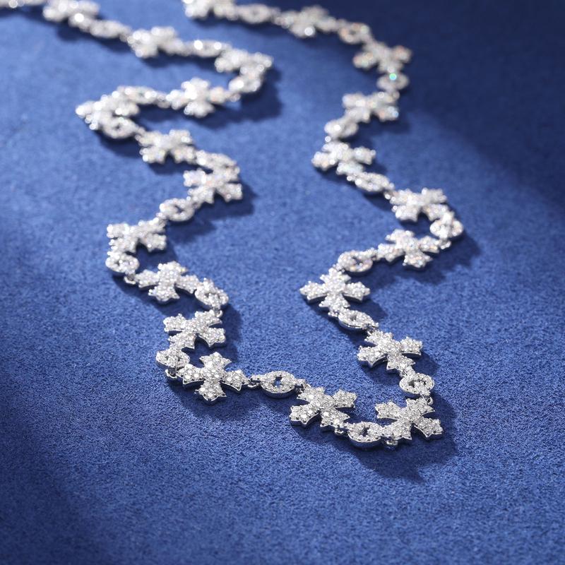 【#N188】S925 Sterling Silver Synthetic Moissanite Necklace for Women Men Hip Hop Jewelry Gift