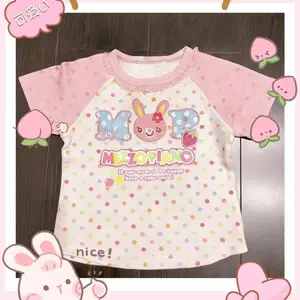 Summer Japanese Kawaii Polka Dot Rabbit Print T-shirt Women Sweet Cute O Neck Short Sleeve Tees Y2k Harajuku Fashion Slim Tops