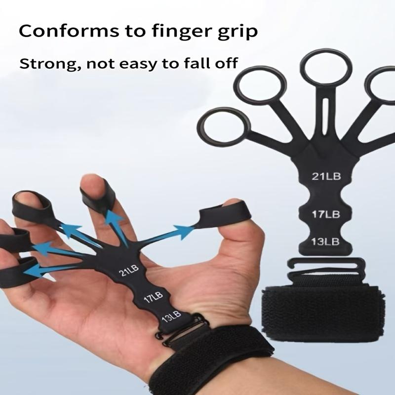 3-Level Adjustable Finger Exerciser & Hand Strengthener - Silicone Grip Trainer for Athletes, Musicians & Physical Therapy Hand Extensor Exerciser Grip Strength Trainer for Men/Women Hand Therapy Equipment for Stroke/Arthritis
