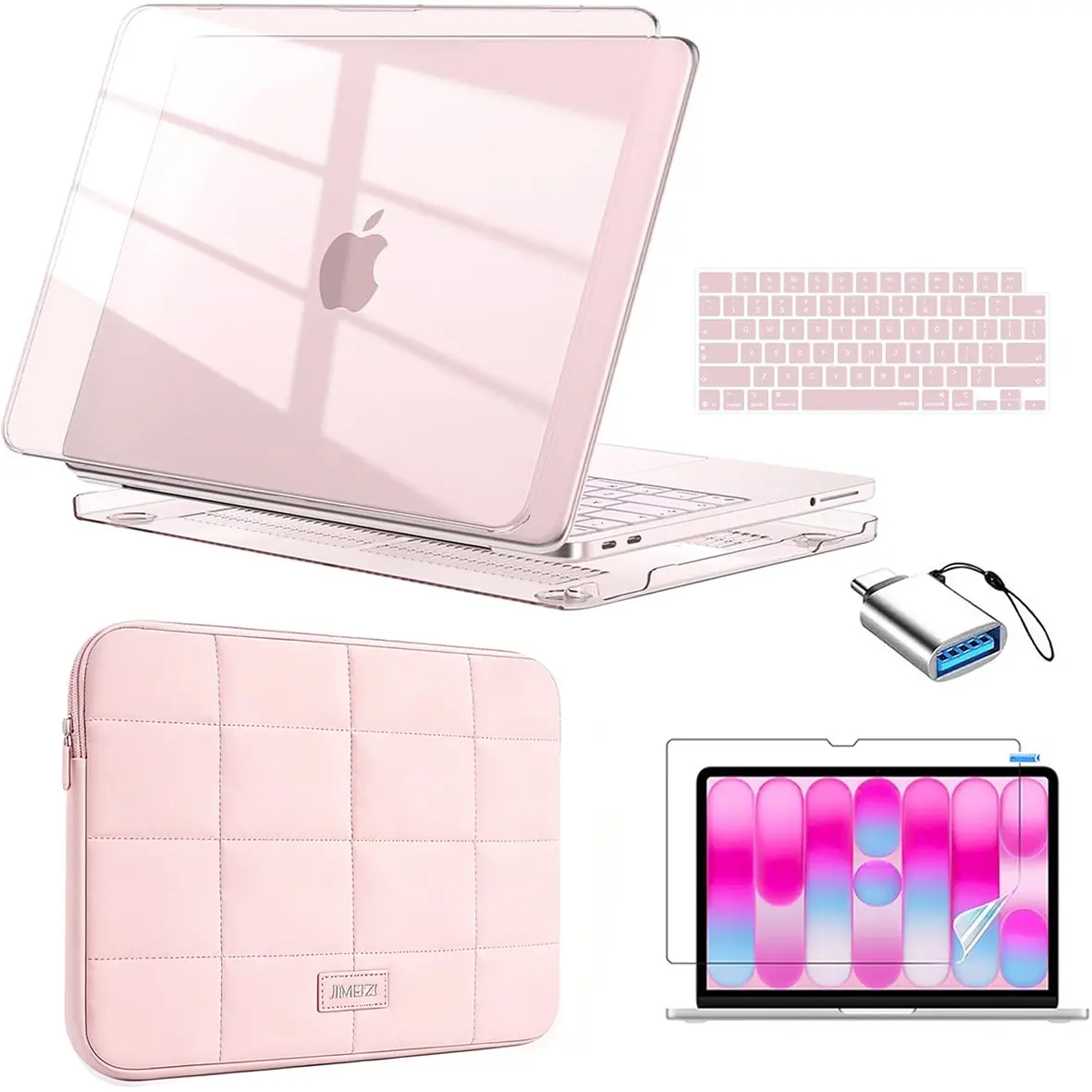 Skyfire Tc for Macbook Neo 5-Piece Set, Transparent Protective Case, Crystal Shell, Keyboard Film, Screen Protector, Laptop Sleeve, Adapter