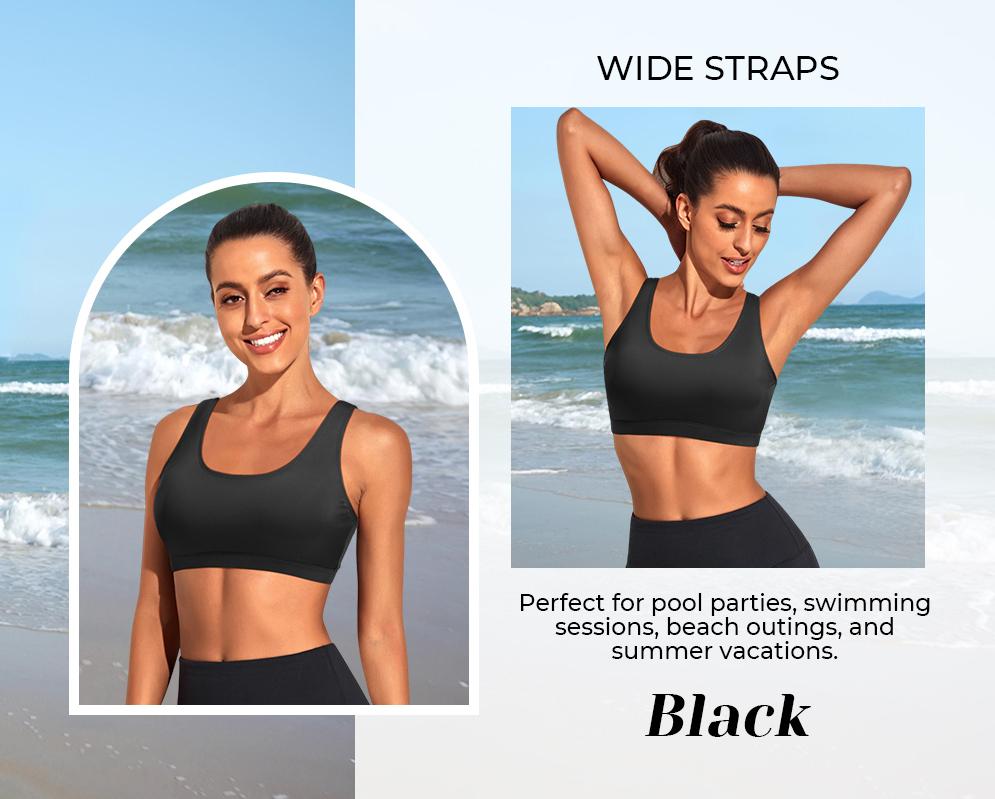 Tempt Me Women Sports Bra Bikini Top Push Up Scoop Neck Bathing Suits Top for Teen Girls