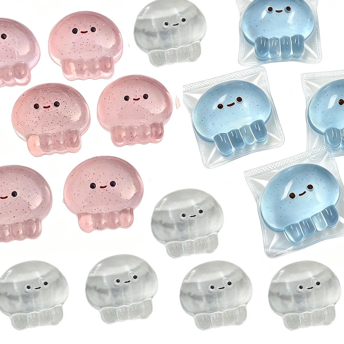 Three-Color Jellyfish Stress Relief Toy, Quick Rebound Feel, Blue Transparent, Relax and Focus, Fun Novelty Squeeze Toy, Office Desk Item, Holiday Birthday Gift