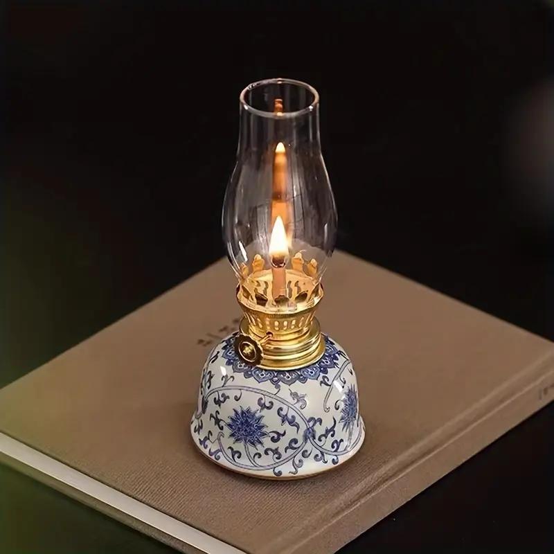 Porcelain Butter Lamp Without Oil, Lamp Stand Ornament, Outdoor Camping Atmosphere Lamp, Indoor Decorative Ornament, Table Decoration, Valentines Day Gift, Lighting