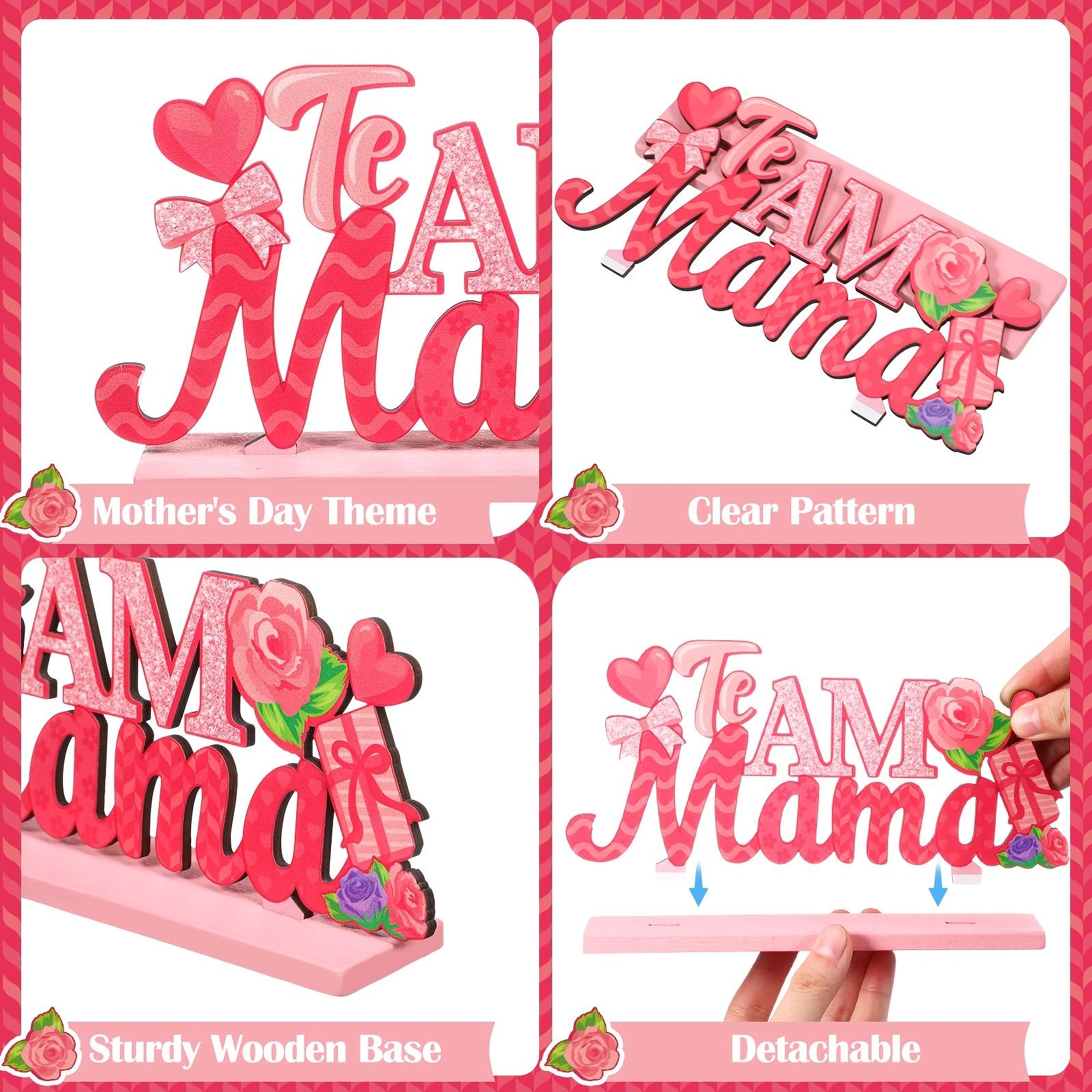 2D Flat Mother's Day Table Decor, Spanish Style Wooden Centerpiece, Desktop Sign Decoration, Perfect for Mother's Day Party Supplies