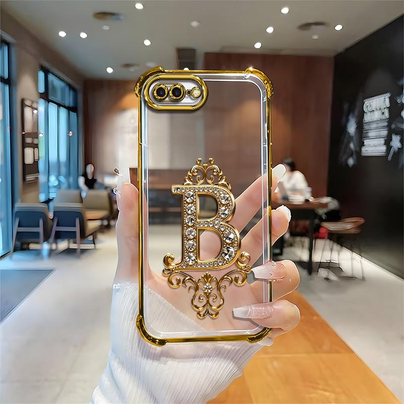Suitable for [iPhone 7 Plus] high-end phone case🥰，Features a premium-look printed design—not actual 3D diamond studs，Choose from any of the 26 letters. YM99