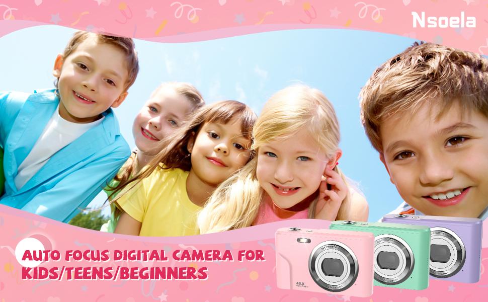 Auto Focus Digital Camera, Full HD 1080P/48MP Mini Camera with 16x Zoom for Teenagers Beginners, 32G Memory Card, Gift