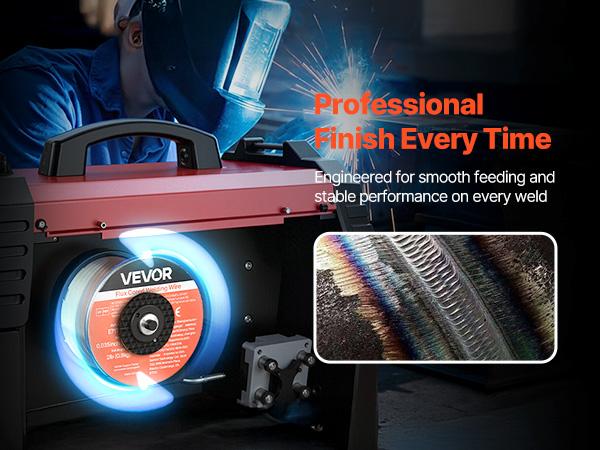 VEVOR Welder Flux Core MIG Wire, E71T-GS 0.03" Gasless Mild Steel Wire (2 lbs per Roll), Low Spatter for All-Position Arc Welding, Self-Shielded for Outdoor Use (3-Roll Pack), 0.03" Wire