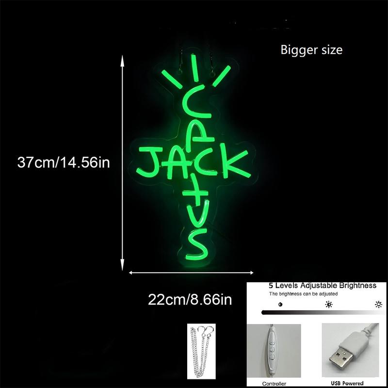 Cactus Design Neon Sign, USB Powered Creative LED Neon Light, Neon Accent Lights, Decorative Neon Sign for Bedroom, Room, Office, Home Decor