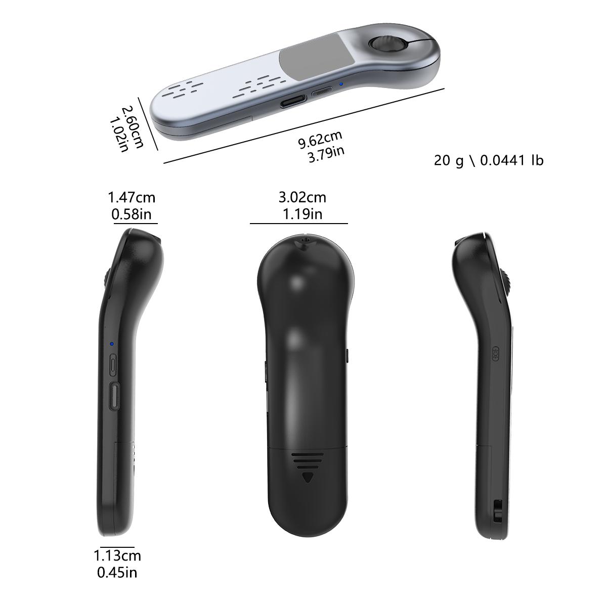 Remote Control for Phone, Scrolling Air Mouse with Touchpad, Wireless Scroller, Presentation Clicker with Red Laser, 3-in-1 USB/Type-C, Hyperlink & Volume Control, Short Video Page Turner, Remote for Mac/PC/Laptop（Bluetooth+2.4G）