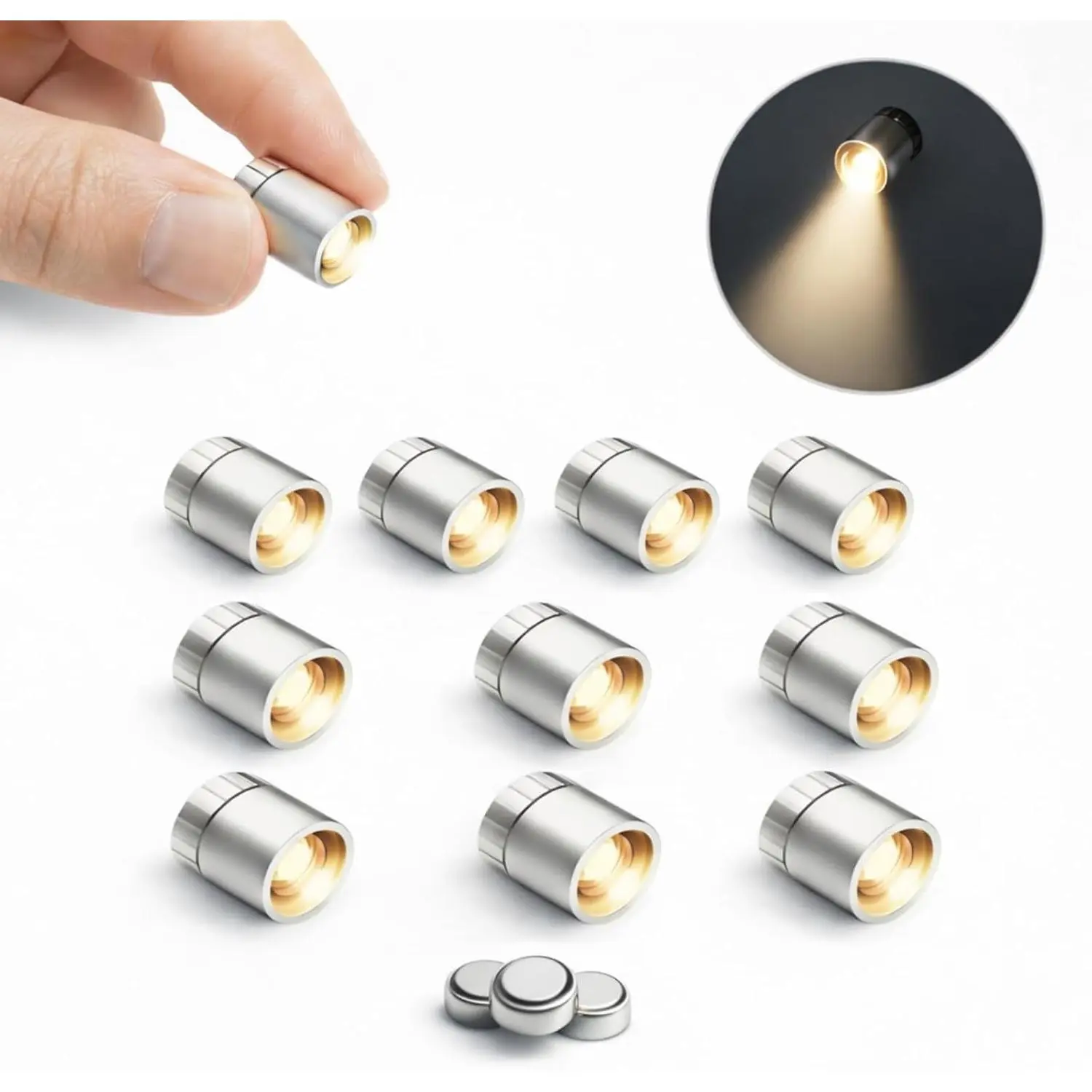 Mini LED Lights 10 Pack, Battery Powered Spot Lamps with Batteries, Micro Lights for DIY Crafts, Models, Display Case, Decorative Lighting, Warm WhiteGift