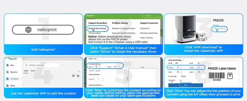 PM220 Label Printer with tape,Portable Thermal Printer,Bluethooth Label Printer,for Address, Logo, Clothing, Mailing, Sticker Printer for Phones & PC