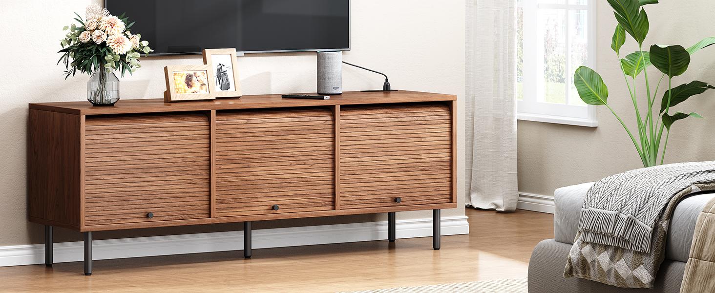 【SPRING GLOW UP】ONBRILL 59 Inch TV Stand for TVs up to 65 Inch, Entertainment Center with Power Outlet, Mid-Century Modern TV Console with Storage, Adjustable Shelf & Sliding Doors, TV Stand for Living Room 【SPRING GLOW UP】ONBRILL 59 Inch TV Stand for TVs up to 65 Inch, Entertainment Center with Power Outlet, Mid-Century Modern TV Console with Storage, Adjustable Shelf & Sliding Doors, TV Stand for Living Room