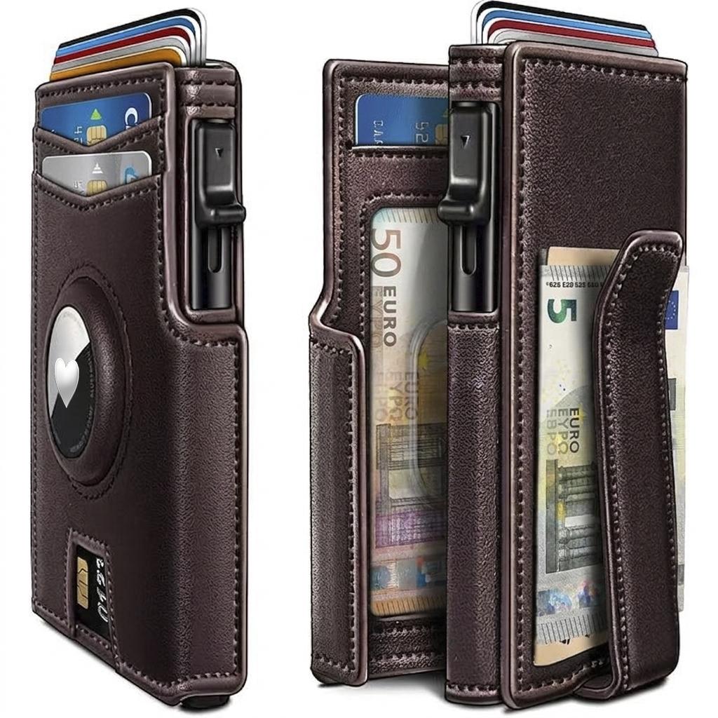 Men Slim Bifold Genuine Leather Wallet, RFID Blocking Anti-Theft Purse with Card Slots Bill Pocket ID Window, Minimalist Black Casual Daily Wallet, Perfect Gift for Father's Day Thanksgiving