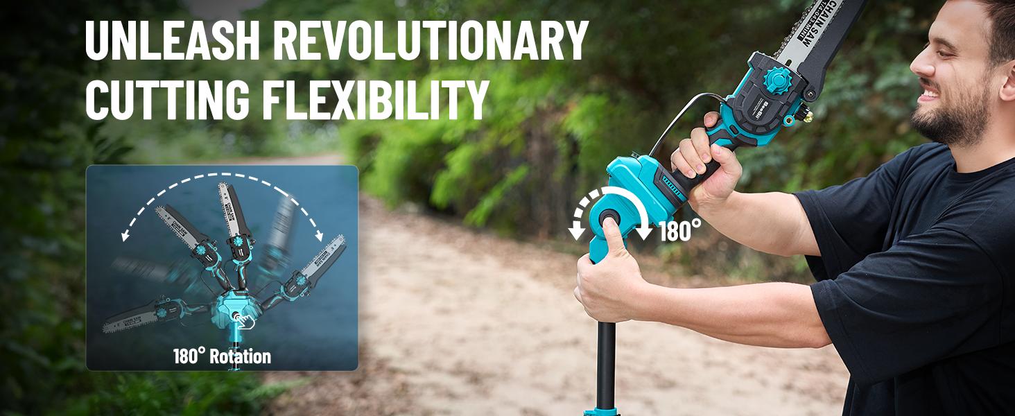 SeeSii 2-IN-1 Cordless Pole Saw & Mini Chainsaw, 8-inch Electric Saw Brushless with 2 * 4.0Ah Battery, 16-Foot MAX, Chain Saw with Extension Pole for Wood Cutting Trimming Branch CH810 #TikTokShopBlackFriday