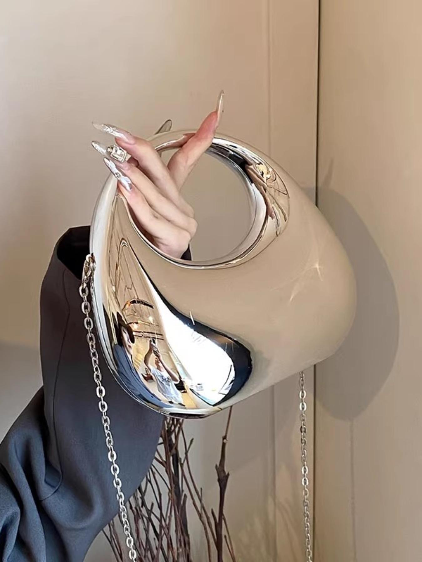 Sweet Cool Mini Acrylic Bag, Design Sensible Small Wallet, Single Shoulder Crossbody Chain Coin Accessory, Candy Color Shell Glossy Moon Box Party Handbag