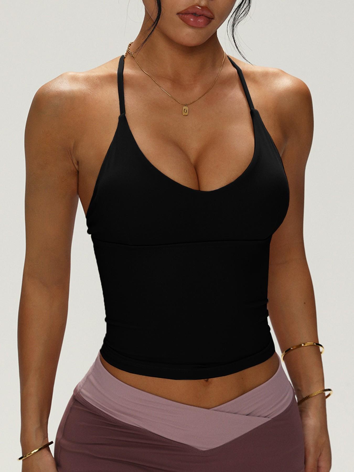 Tkitk seamed Polyester Sporty Backless Top, Backless Sports Tank, Lightweight Breathable Design, Ideal for Cycling & Outdoor Yoga Activities