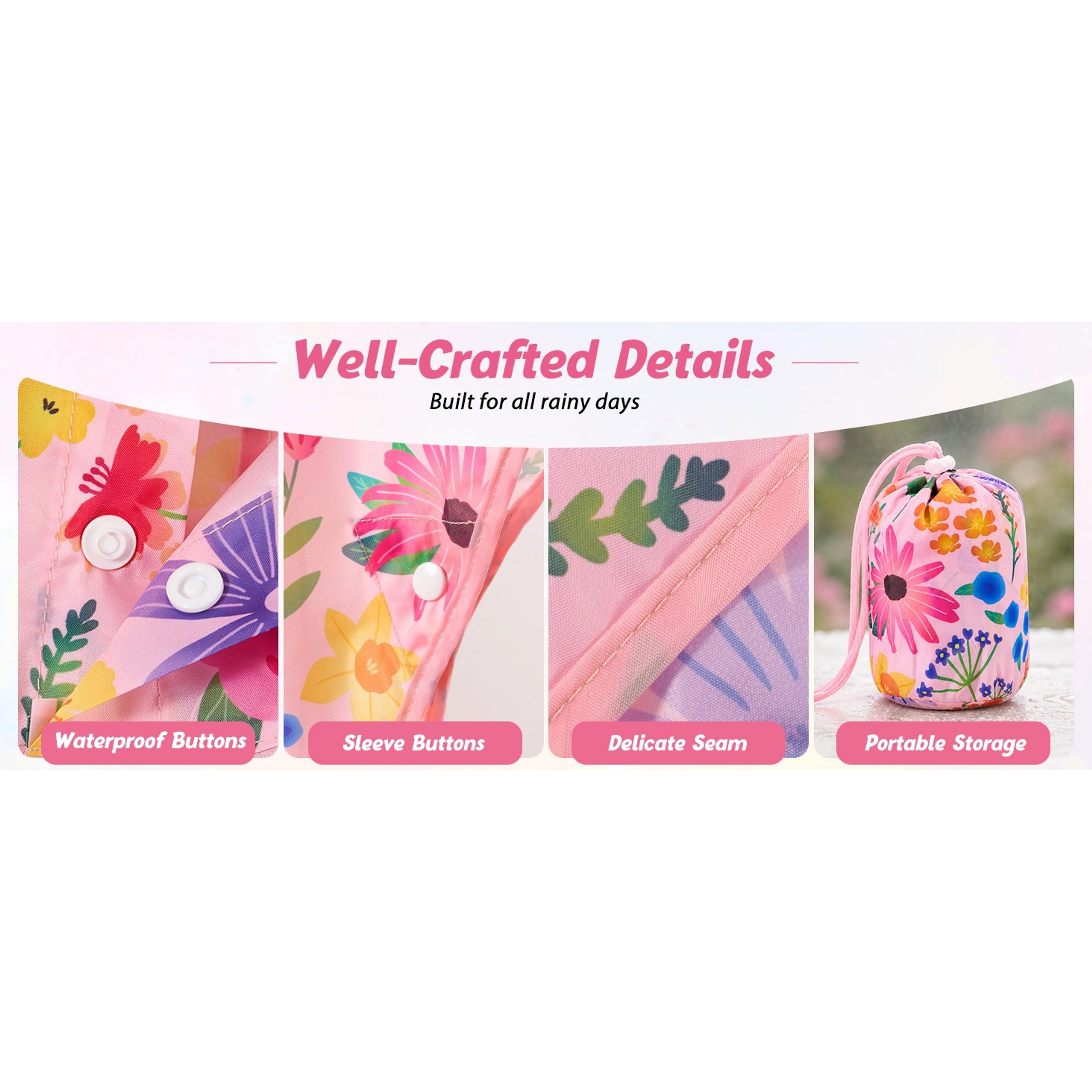 Kids' Game Print Lightweight Waterproof Reusable Hooded Rain Poncho for Boys and Girls
