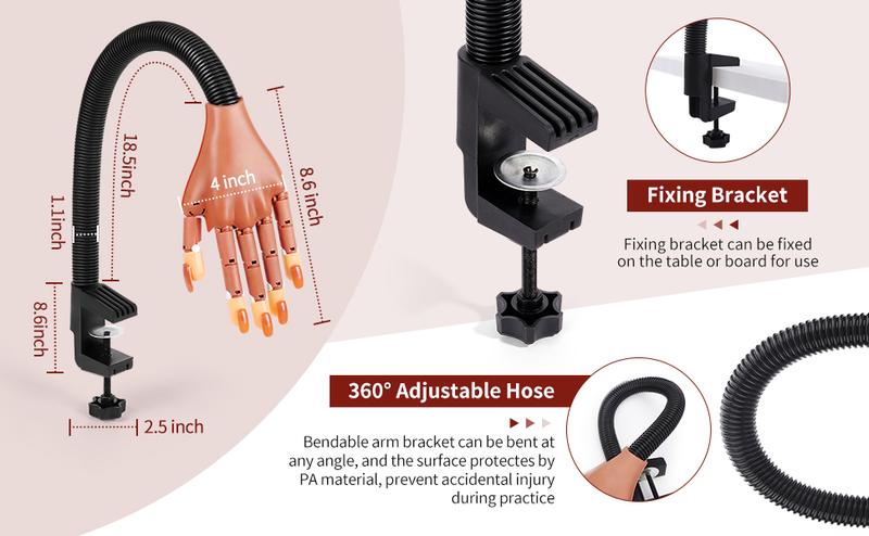 Nail Practice Hand for Acrylic Nails: Flexible Nail Hand Practice Model - Realistic Nail Training Hand Manicure Kit for Beginners Salon Home with False Nails 100 Pcs