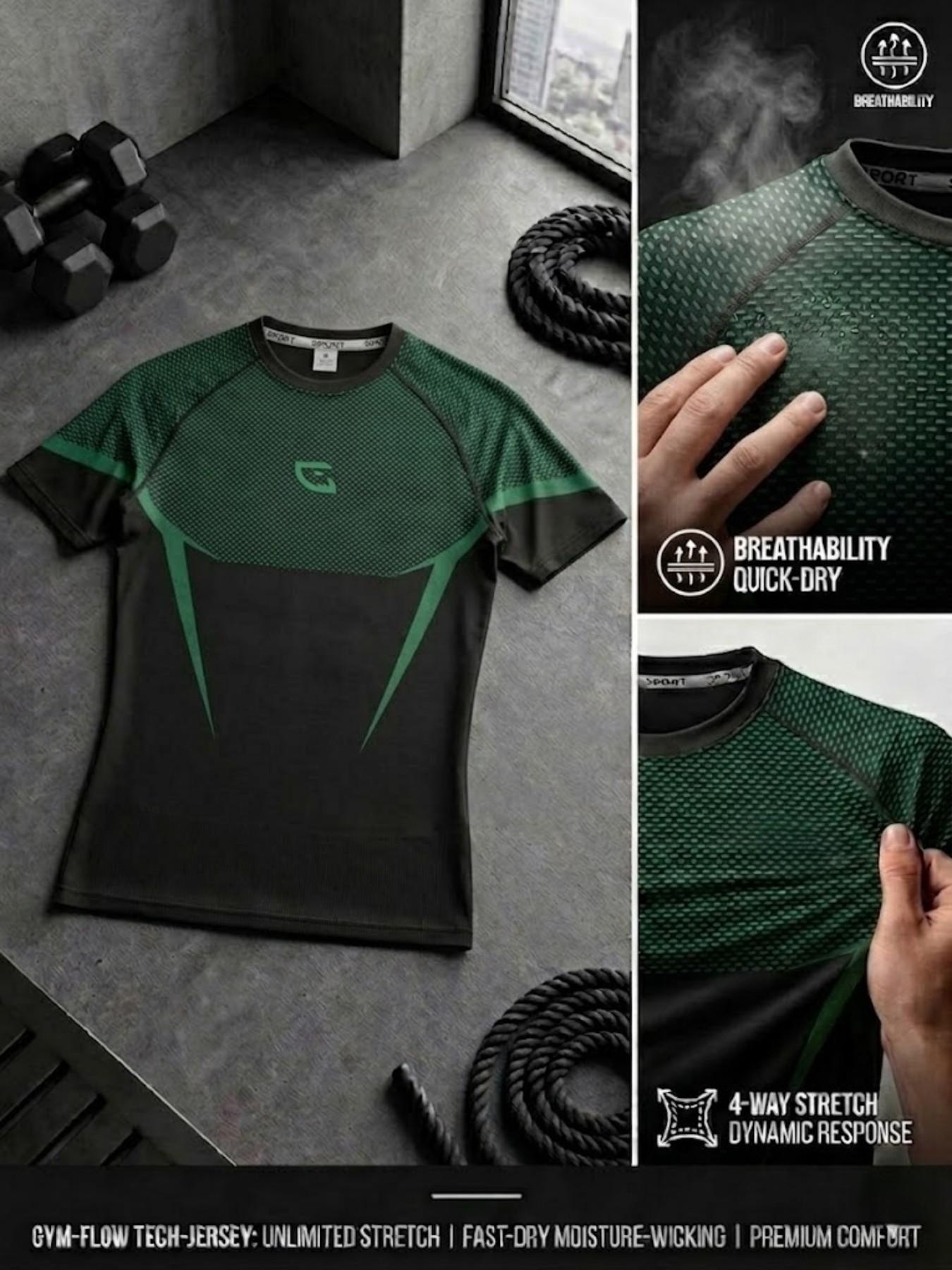 Men's Fitness Sport T-Shirt, Sporty Style, 10x Stretch, Quick Dry, Sweat-Wicking, Breathable, Ideal for Gym Training, Casual Wear Men's Fitness Sport T-Shirt, Sporty Style, 10x Stretch, Quick Dry, Sweat-Wicking, Breathable, Ideal for Gym Training, Casual Wear