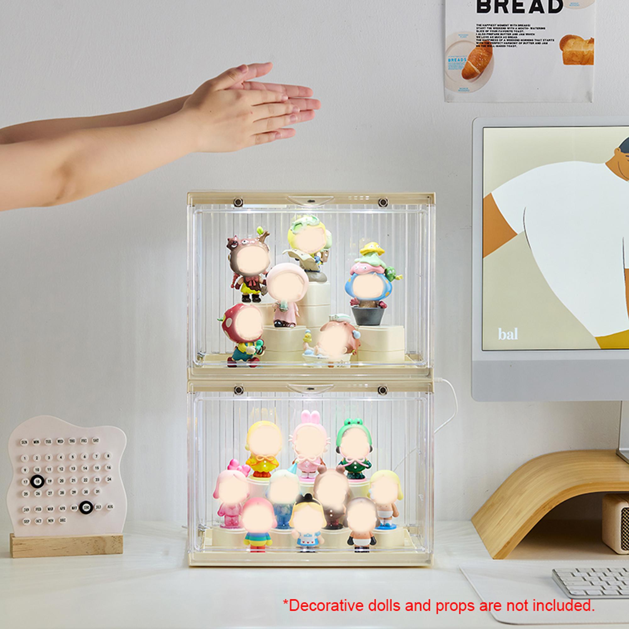 Plush Pendant Figure Display Box, DIY Trendy Doll Showcase, Dustproof Moisture-Proof, Stackable Blocks, Suitable for Labubu/ Skullpand Collectors