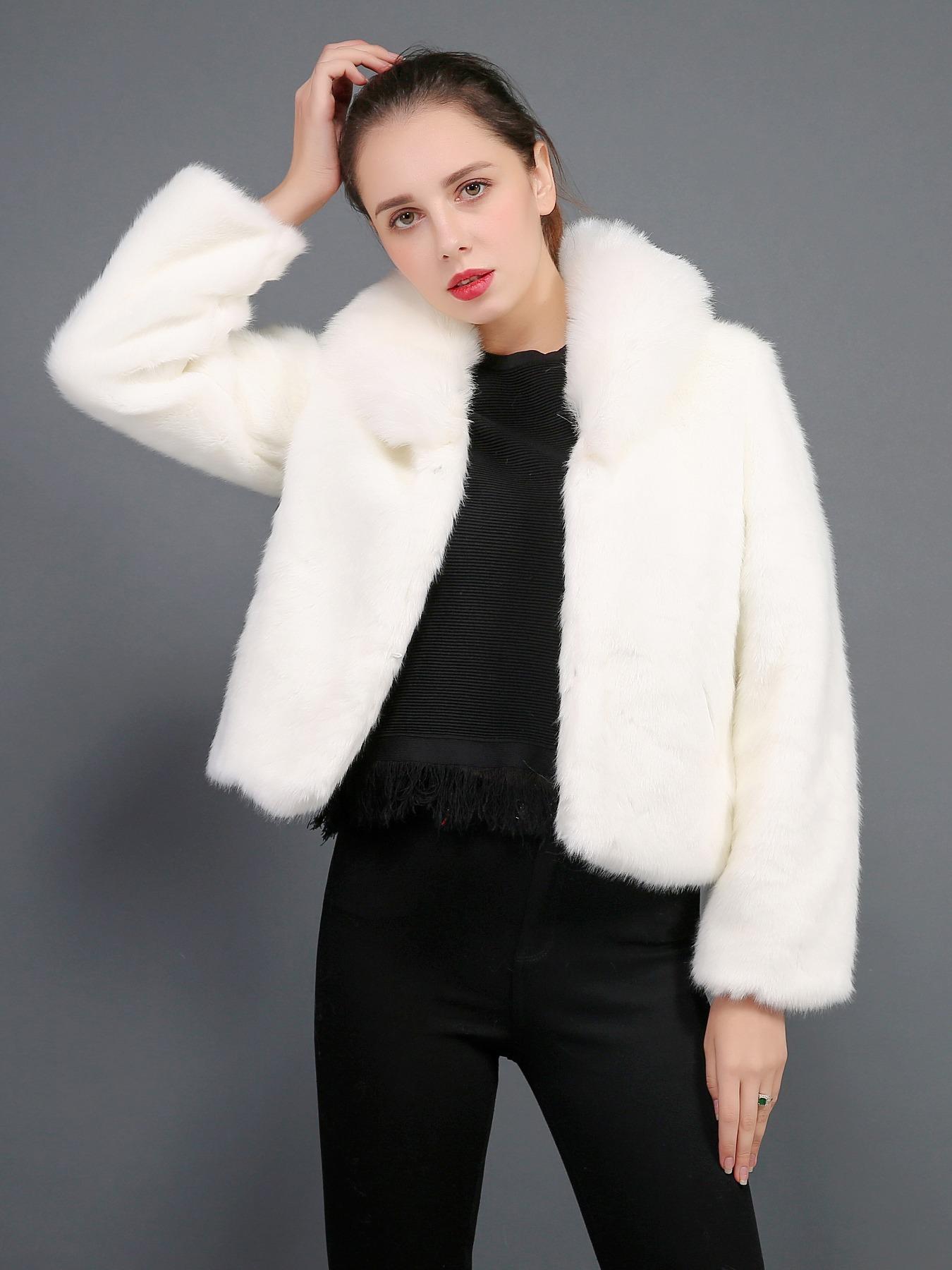 Women's Faux Fur Coat Soft Comfortable Casual Daily Fall Winter Warm Fashion Short Artificial Fake Cashmere Jacket