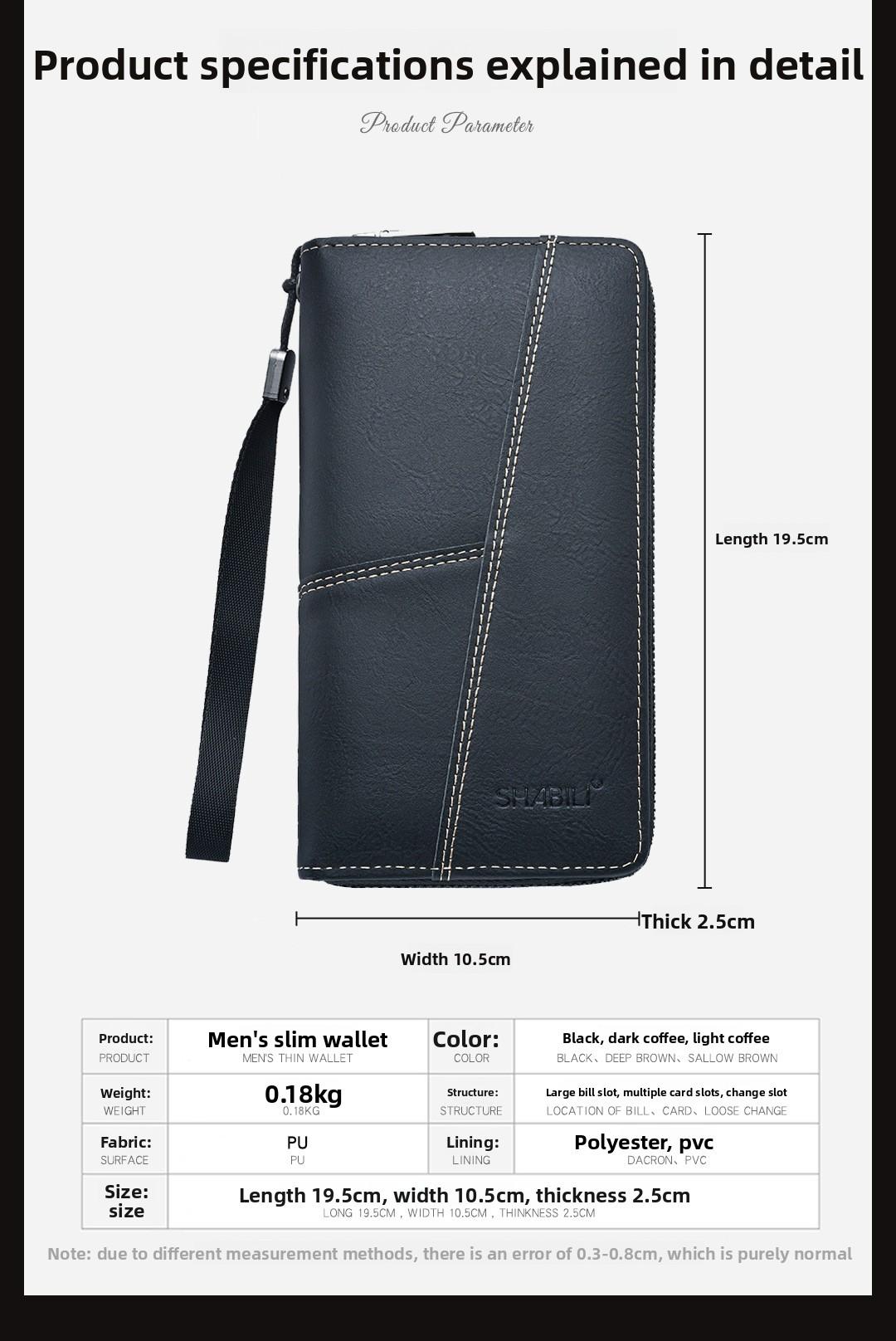 2026 New Men Leather Wallet Long Zip Around Multi Card Slots Large Capacity RFID Blocking Slim Billfold Money Clip Holder Fashion Designer Wallets for Men Gift Box