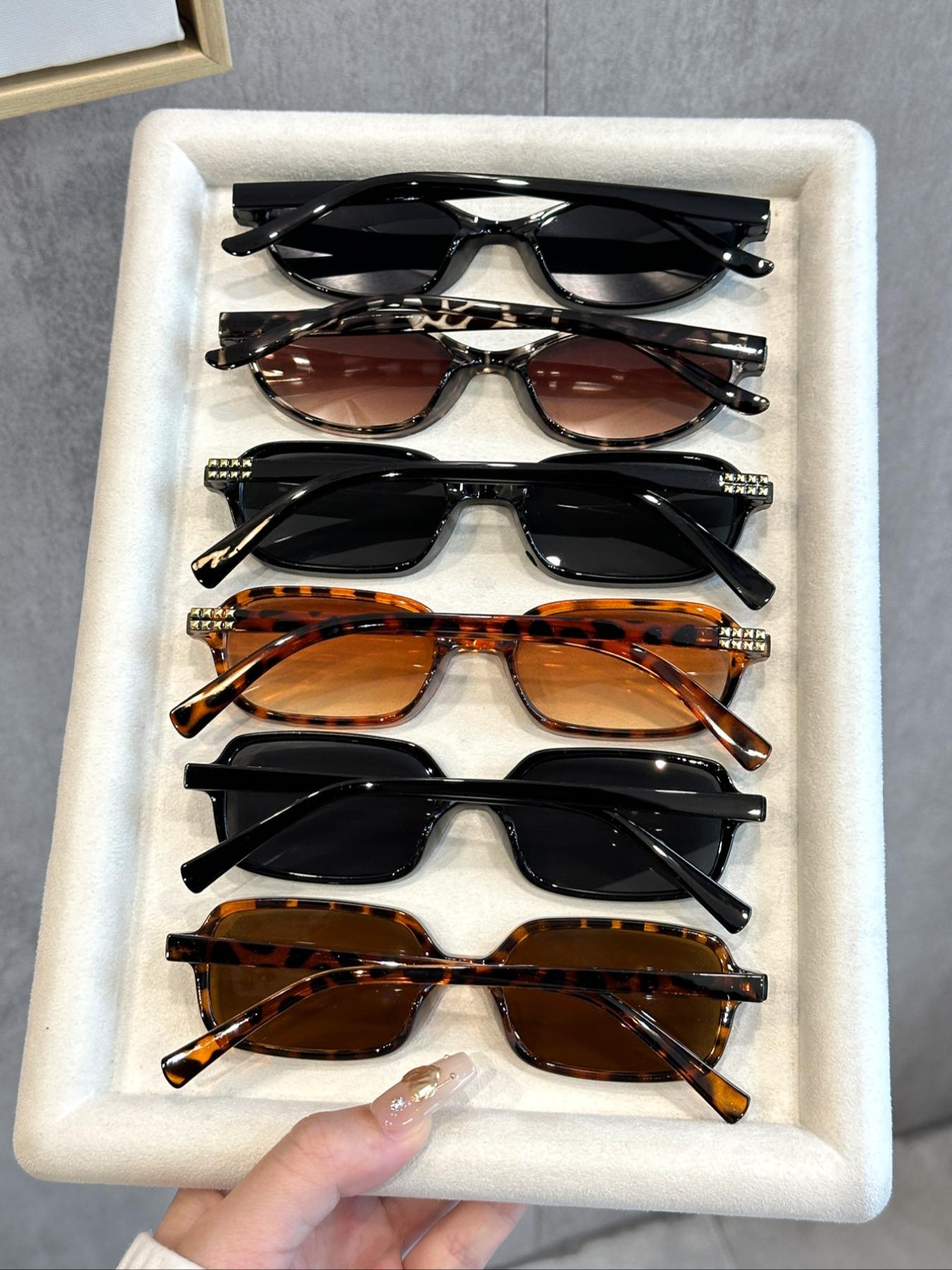 Unisex Retro Elegant Fashionable Tortoiseshell Sunglasses, Small Frame Multicolor Shades, Perfect for Driving Camping Shopping Golfing, 6 Pairs Pack