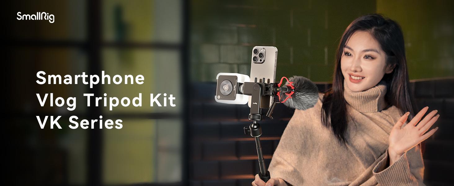 【Summerwins】SmallRig Phone Vlogging Kit for iPhone, Content Creator Smartphone Kit for YouTube and TikTok Starter, Video Equipment with Phone Tripod, Phone Mount / LED Video Light / Shotgun Mic - 4369 4364 4367 Selfie Accessories