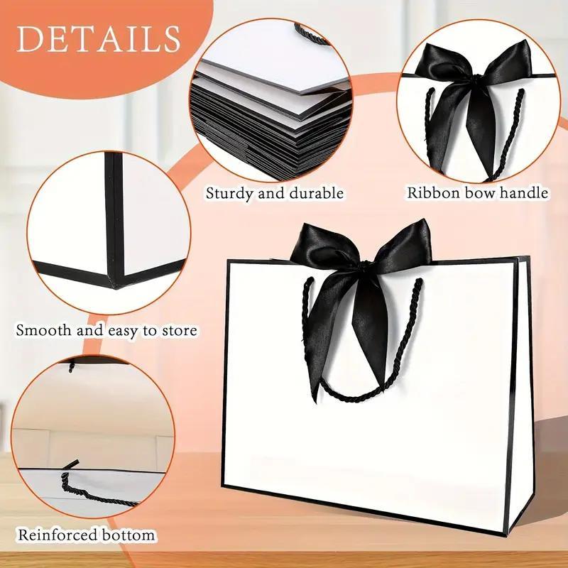 10-Pack Premium & Gift Bags, Satin Ribbon Bows, Multiple Sizes, Sturdy Handles, Perfect for Weddings, Birthdays, Parties