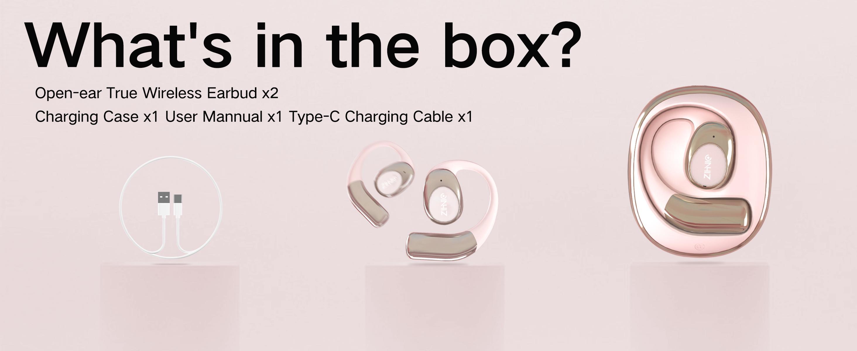 ZIHNIC(Lifewiththecarr)S09 True Wireless Open Ear Bluetooth 5.4 Earbuds Noise Reduction Headphones IPX5 Waterproof Sport Headsets Built-in Microphone Audio Electronic