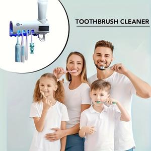 Automatic Toothpaste Dispenser Brush Holder, Modern Plastic Wall Mount USB Charging Bathroom Storage, Home Decor Gift for Friends, Toothbrush Holders