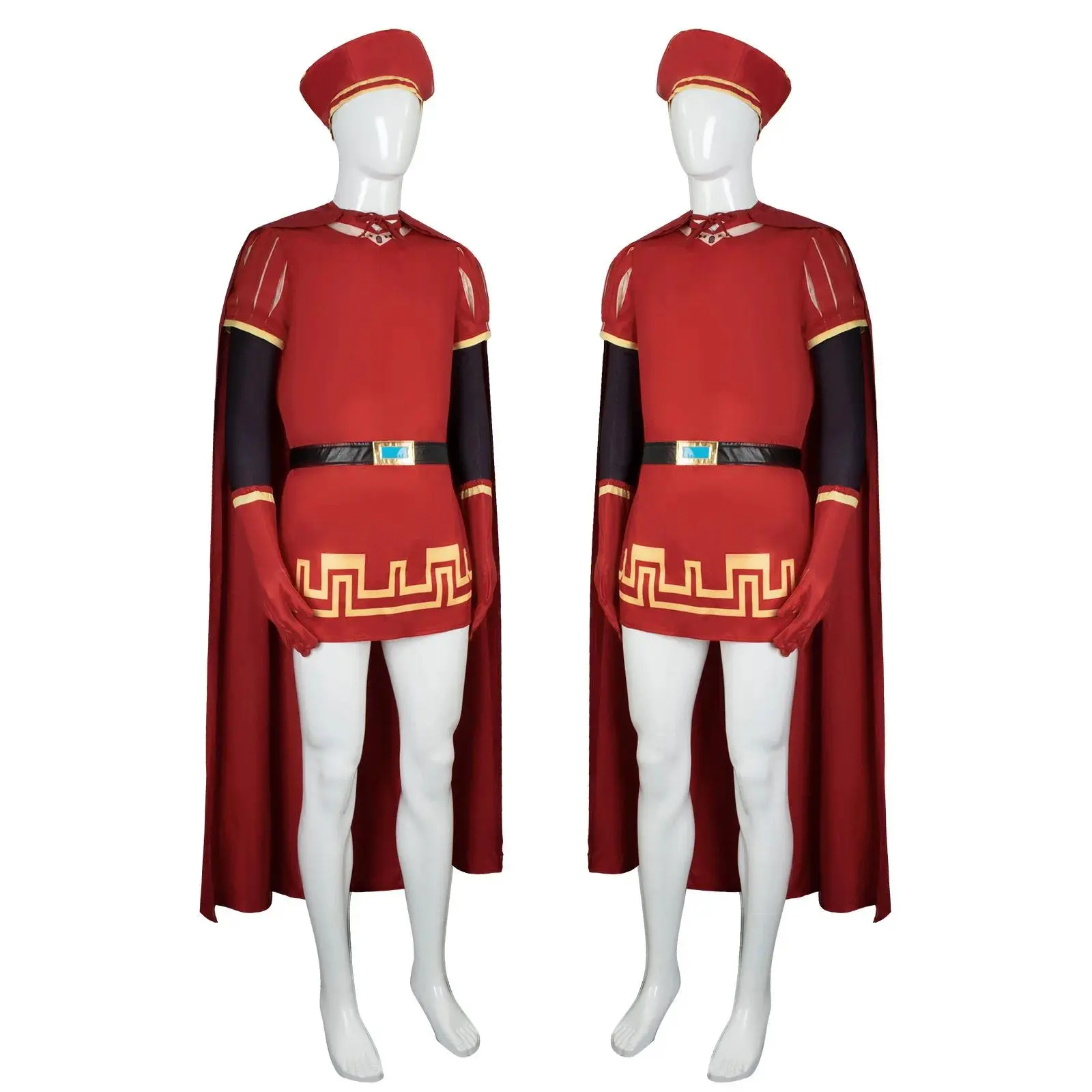 Anime Lord Farquaad Cosplay Costume Middle Ages Red Cloak Set Halloween Carnival Party Performance Costume Props