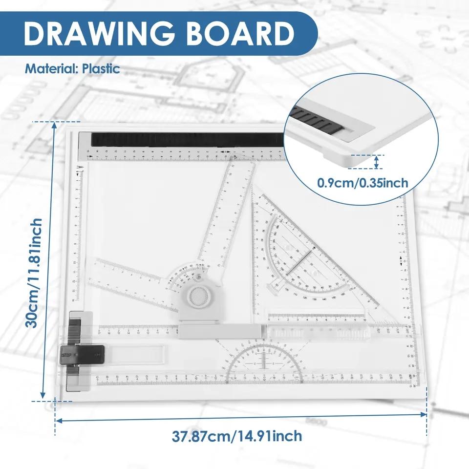 A4 Drawing Board, Multi-Functional Sketching Table with Clear Adjustable Measurement System, Compact Design for Artists