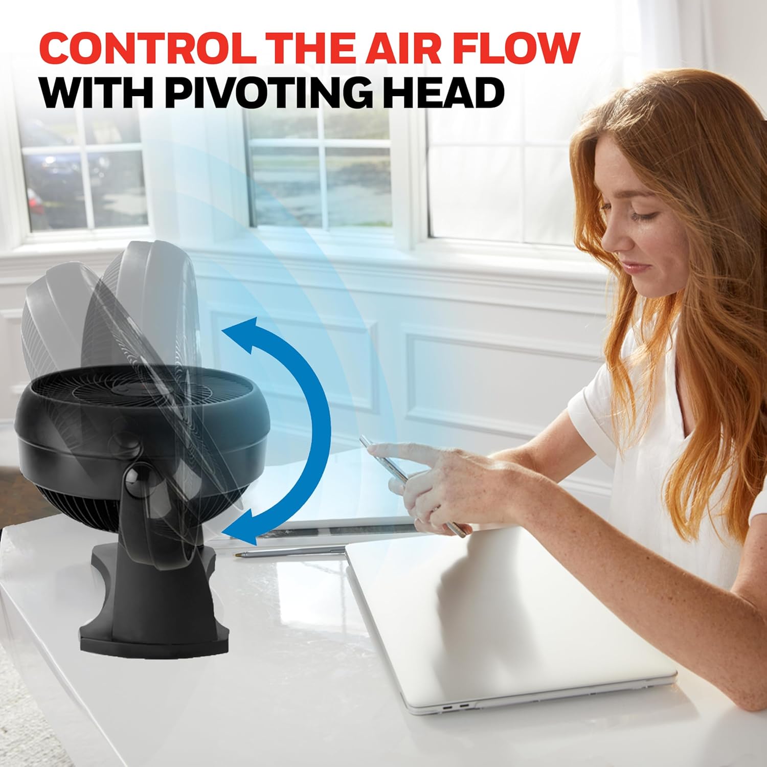 Small Tabletop Fan with 3-Speed Operation, Adjustable Rotatable Head - Quiet, Compact Black Cooling Fan for Home or Office Desk, Desk Cooling Fan