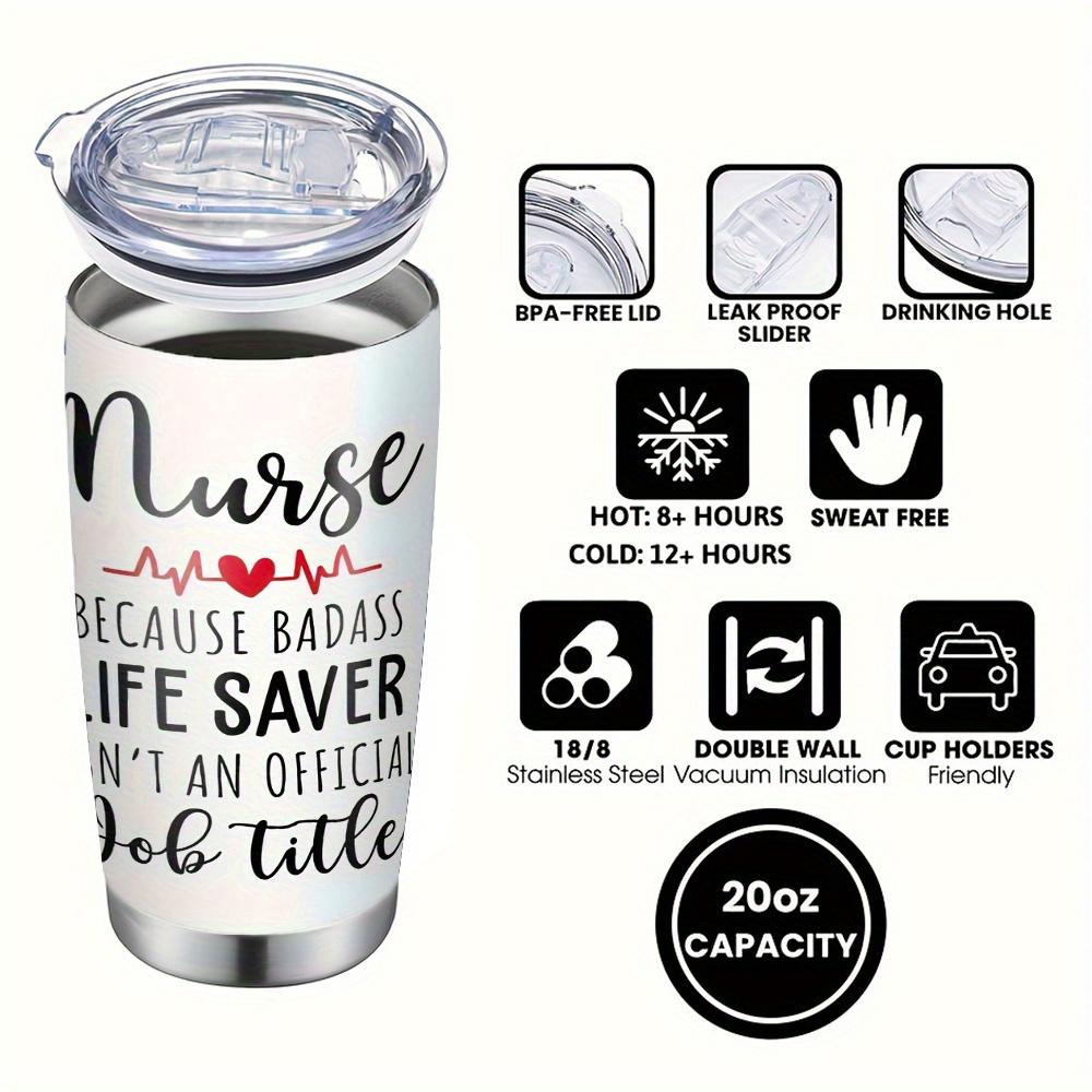 SAXUMOUT Humorous Nurse Design Coffee Mug, 304 Stainless Steel Insulated Tumbler with Lid & Straw, Beverage Container & Travel Cup for Hot & Cold Drinks, 20oz Camping Drinkware, Ideal Gift for Birthday, Holiday, Parties, Nurse Day, Thanksgiving, Christmas
