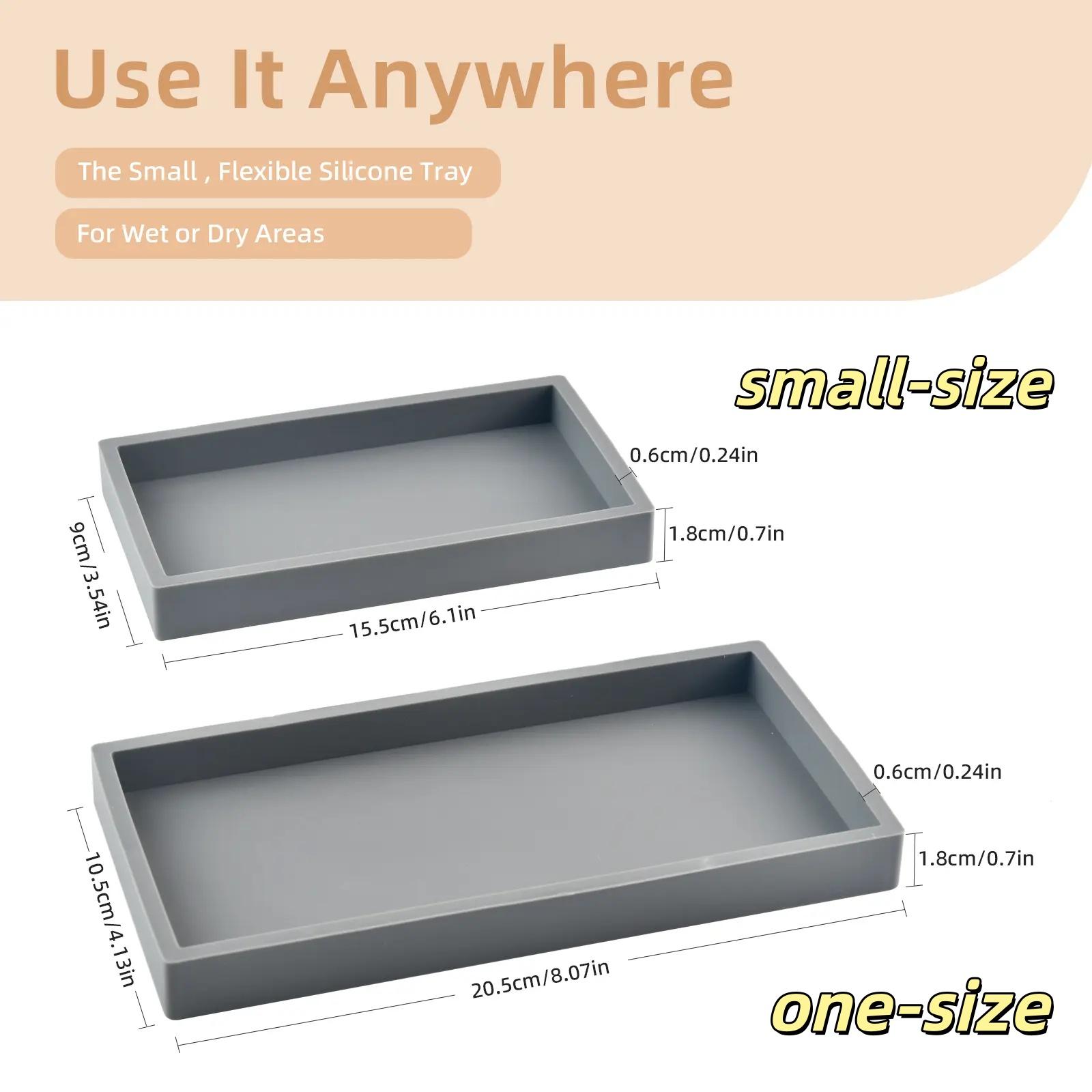 1-Piece Rectangular Silicone Tray with Marble Pattern Bathroom Tray Suitable for Vanity, Dining Table, Kitchen Bathroom Accessories, Perfume, Cosmetics, Bathroom Decor Supplies