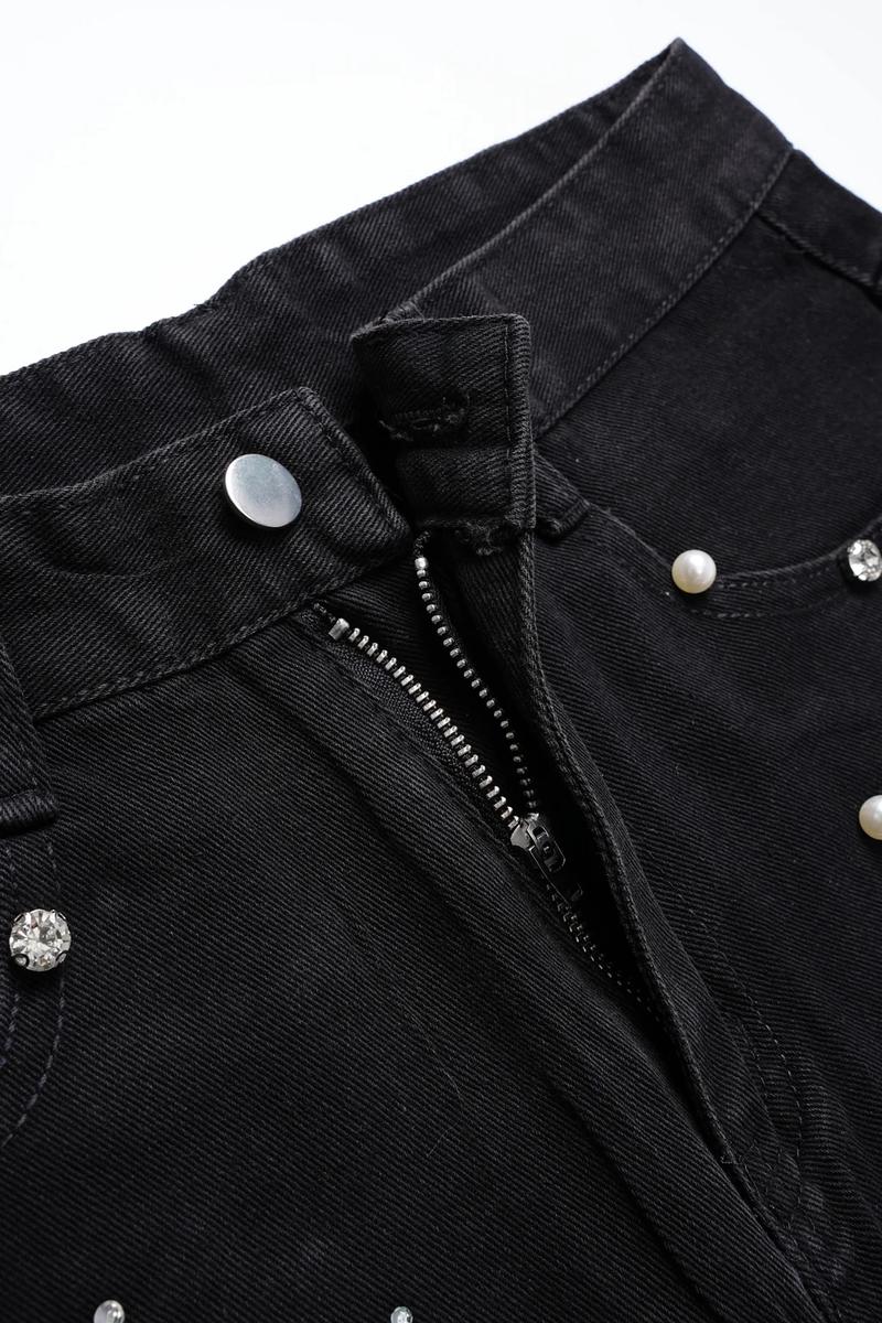 Sopula Studio Men's Hiphop Cross Hot Diamond Jorts Denim Shorts Streetwear Pocket