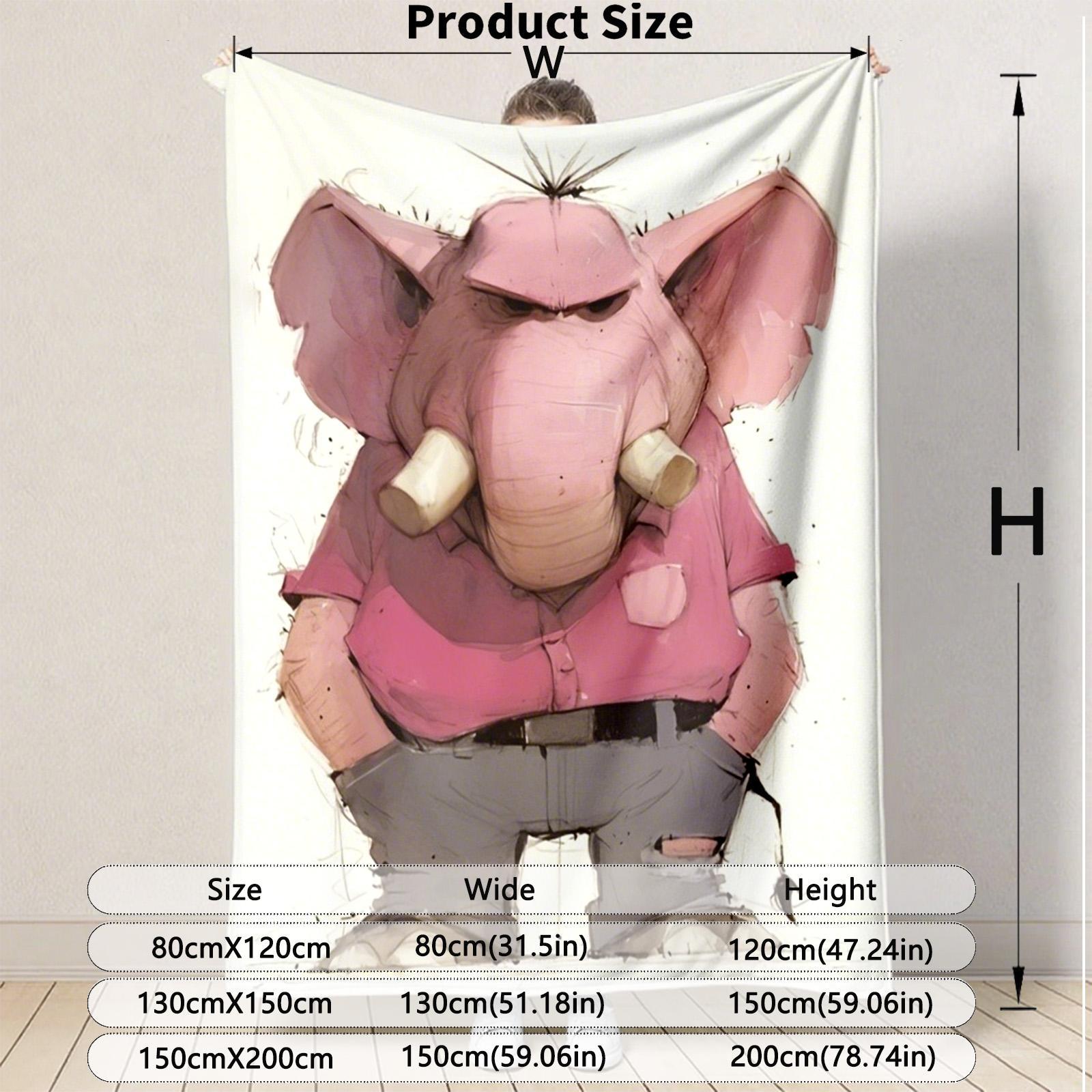 1 piece Angry Elephant Character Design and Personality Image_1013 themed flannel blanket - Modern design flannel blanket, suitable for sofas and beds, all-season use, super soft and comfortable, digital printing, 100% polyester material, machine