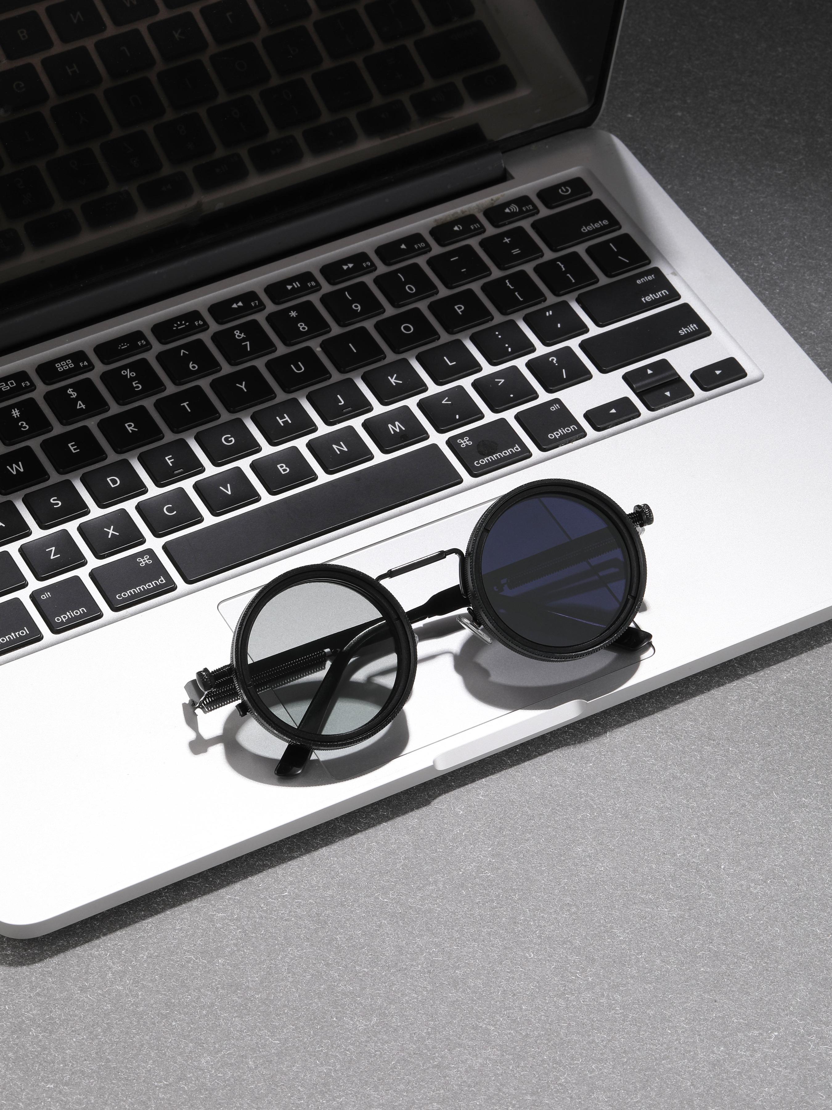 Steampunk Round Adjustable Rotating Aluminum Magnesium Lenses, Fashion Glasses Unisex Polarized Colors Adjustable, All Seasons