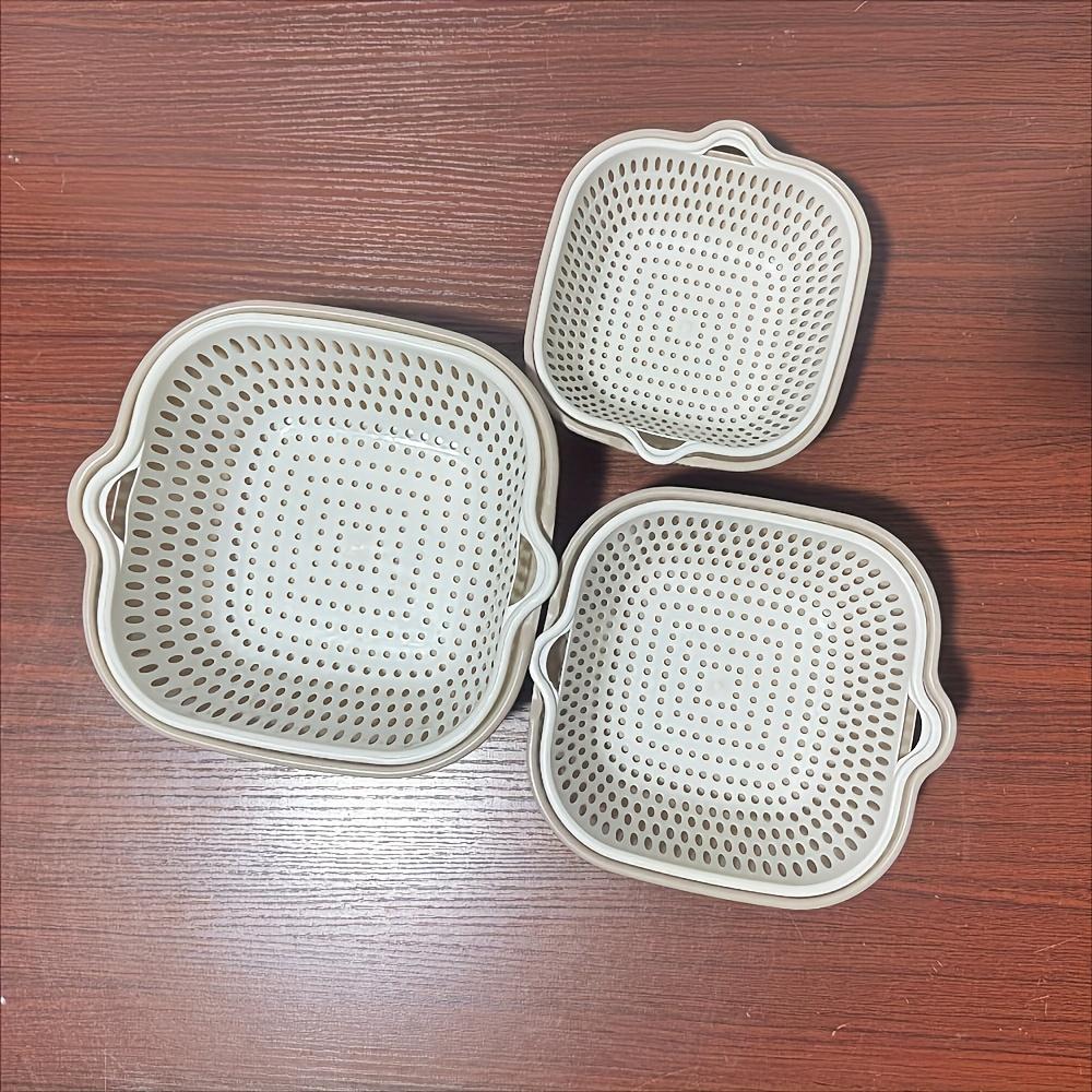 6pcs Set: 3 Draining Baskets + 3 Colanders - Space-Saving Stackable Design, Non-Food Contact Plastic Kitchen Strainer Utensils for Washing Vegetables, Fruits, and Dishes - Suitable for Home and Commercial Kitchens, Fruit Washing, Compact Storage, Sturdy